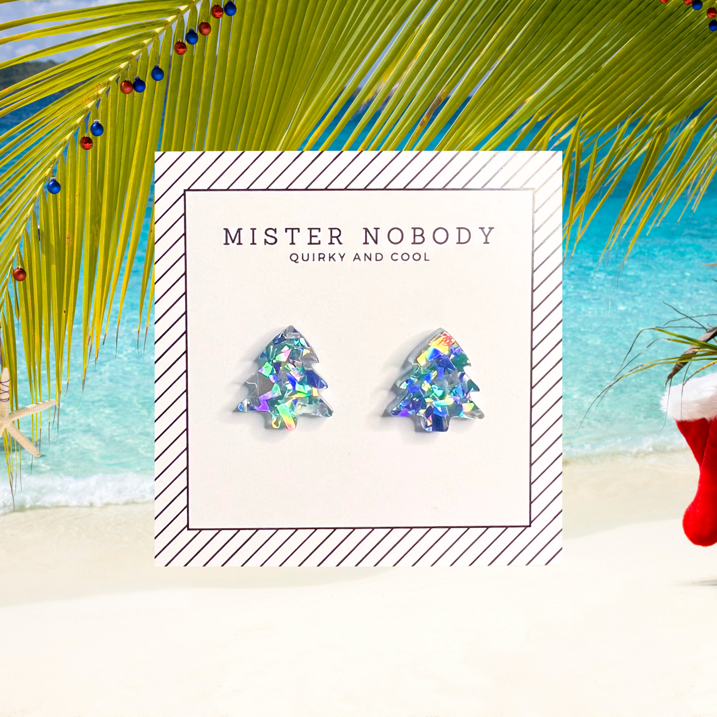 Blue and Silver Christmas Tree Studs