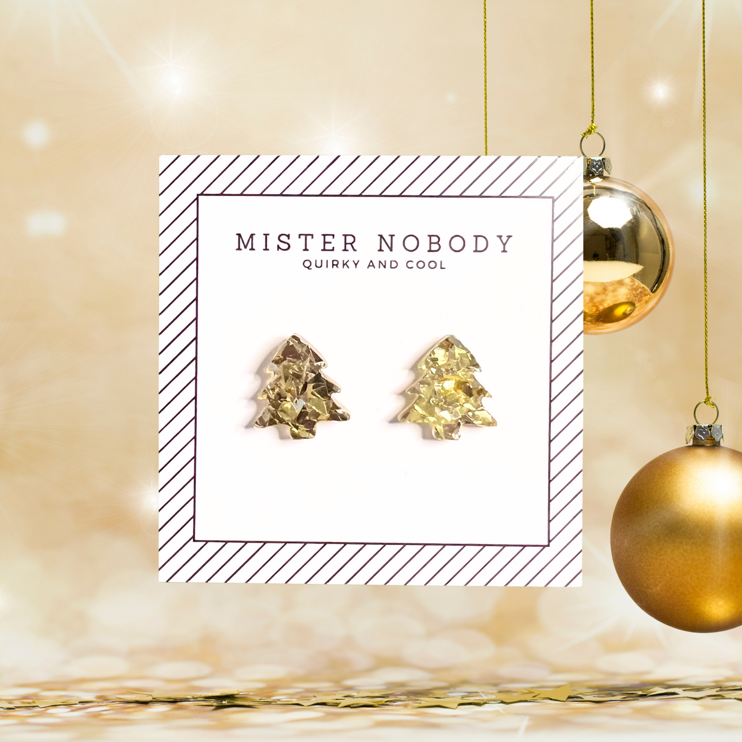 Gold Christmas Tree Studs