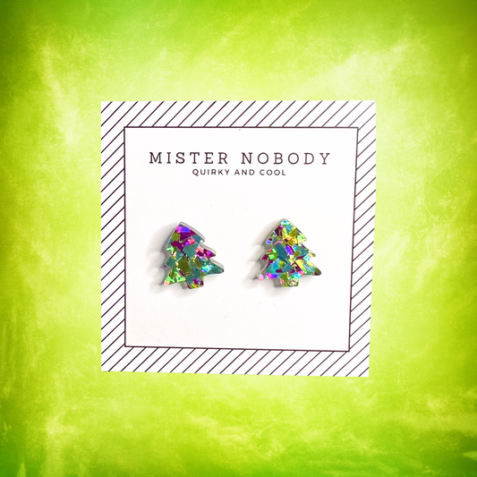 Purple & Green Peacock Christmas Tree Studs