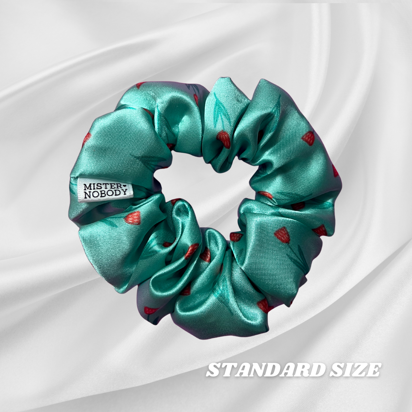 Blue Fields Standard Satin Scrunchie