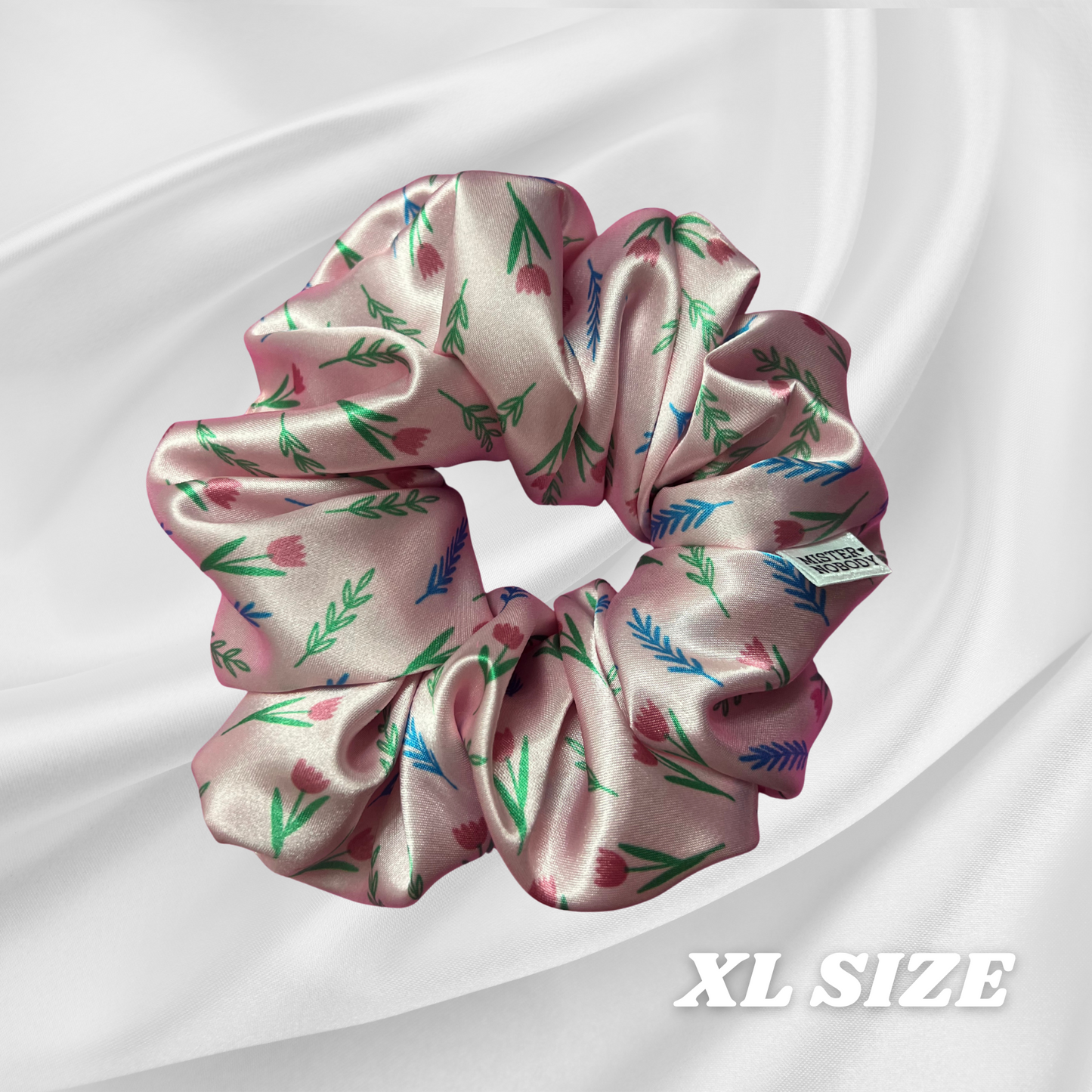 Pink Fields XL Satin Scrunchie