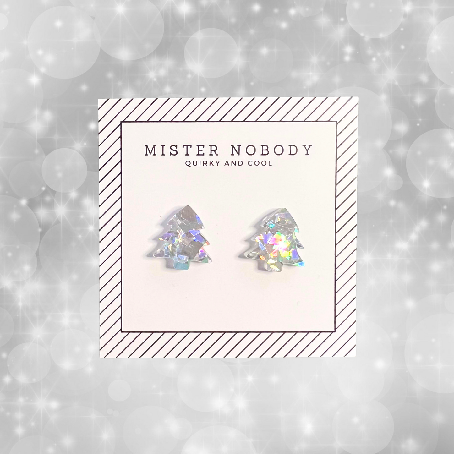 Silver Christmas Tree Studs