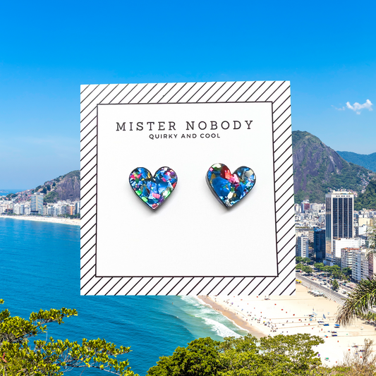 Rio Carnival Glitter Heart Studs