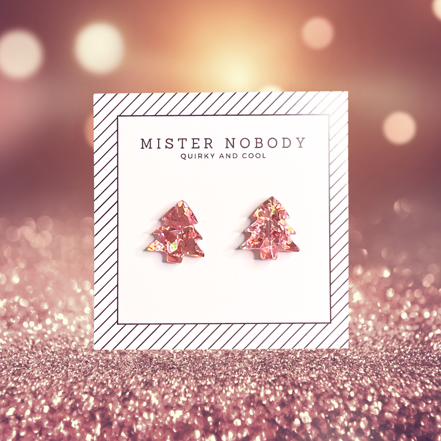 Rose Gold Christmas Tree Studs