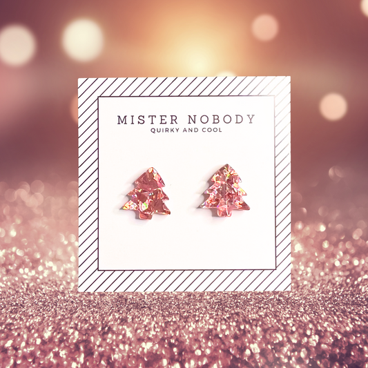 Rose Gold Christmas Tree Studs